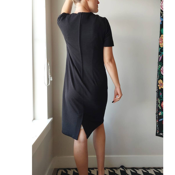 Vintage 80s 90s Pleated Black Dress 42" bust size 10 - Picture 4 of 10